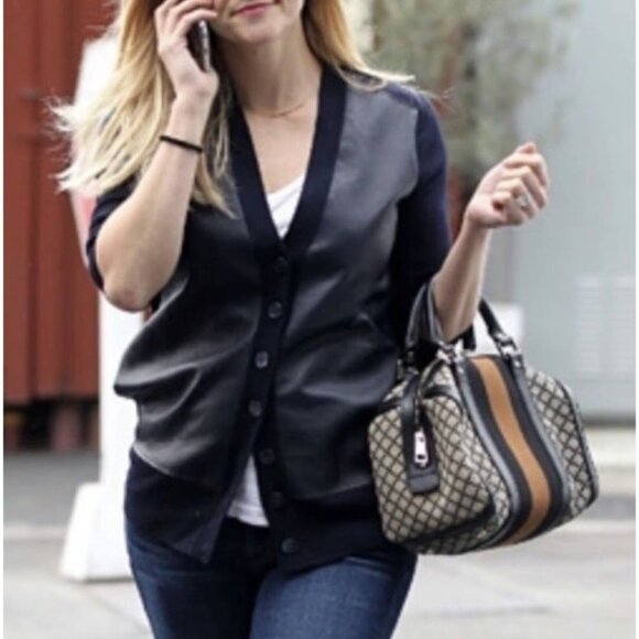 J. Crew Collection leather & merino wool cardigan sweater black lightweight XXS - Picture 1 of 11